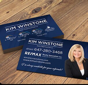 16pt silk real estate business cards printed two-sided for a RE/MAX sales representative