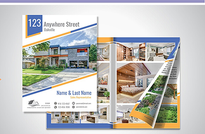 Sixteen-page real estate feature book with a cover and interior spread of listing photography