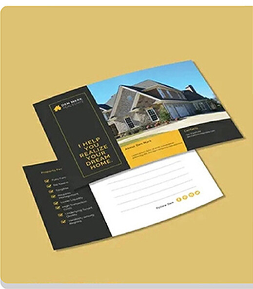 Folded real estate marketing postcards printed on 12pt matte stock